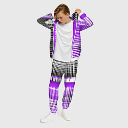 Костюм мужской Белые полосы на чёрно-фиолетовом фоне, цвет: 3D-белый — фото 2
