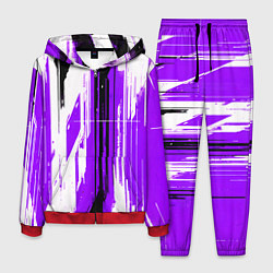 Мужской костюм Вертикальные чёрно-белые линии на фиолетовом фоне