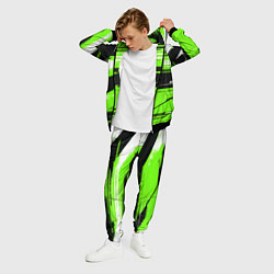 Костюм мужской Горизонтальные чёрно-белые линии на зелёном фоне, цвет: 3D-черный — фото 2