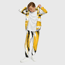 Костюм мужской Горизонтальные чёрно-белые линии на жёлтом фоне, цвет: 3D-меланж — фото 2