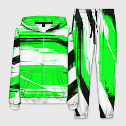 Мужской костюм Горизонтальные чёрно-белые линии на зелёном фоне