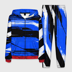 Мужской костюм Горизонтальные чёрно-белые линии на синем фоне