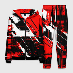 Мужской костюм Diagonal black and white stripes on a red backgrou