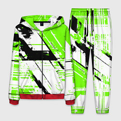Мужской костюм Diagonal black and green stripes on a white backgr