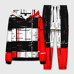 Мужской костюм Чёрные и красные полосы на белом фоне