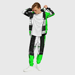 Костюм мужской Зелёные и чёрные полосы на белом фоне, цвет: 3D-черный — фото 2