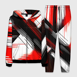 Мужской костюм Диагональные красно-чёрные линии на белом фоне