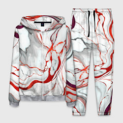 Мужской костюм Красно-белый мрамор