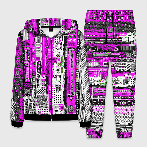 Мужской костюм Киберпанк паттерн фиолетовый / 3D-Черный – фото 1