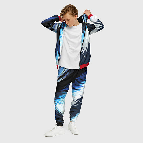 Мужской костюм Бело-синие острые полосы / 3D-Красный – фото 3