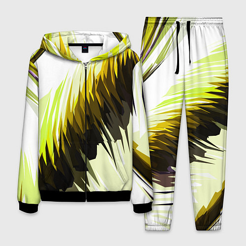 Мужской костюм Чёрно-жёлтые острые полосы на белом фоне / 3D-Черный – фото 1