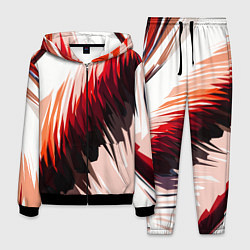 Костюм мужской Чёрно-красные острые полосы на белом фоне, цвет: 3D-черный