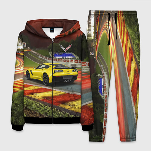 Мужской костюм Chevrolet Corvette на гоночной трассе / 3D-Черный – фото 1