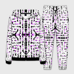 Мужской костюм Чёрно-фиолетовые диагональные полосы на белом фоне