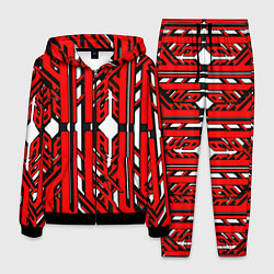 Мужской костюм Чёрно-красные техно полосы на белом фоне