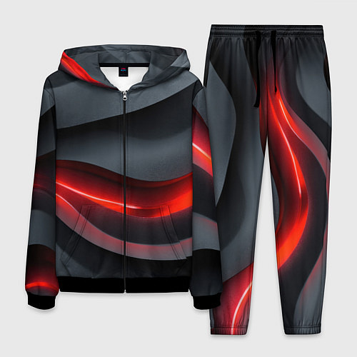 Мужской костюм Плавная красно-черная текстура / 3D-Черный – фото 1