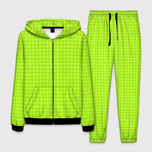 Мужской костюм Кислотный зелёный паттерн клетка / 3D-Черный – фото 1