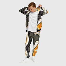 Костюм мужской Волнистые чёрно-жёлтые полосы на белом фоне, цвет: 3D-черный — фото 2
