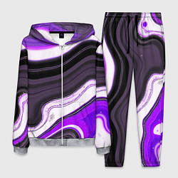 Мужской костюм Волнистые горизонтальные чёрно-фиолетовые полосы н