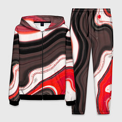 Мужской костюм Волнистые горизонтальные чёрно-красные полосы на б