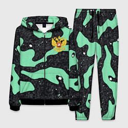Костюм мужской Текстурный черно-зеленый камуфляж, цвет: 3D-черный