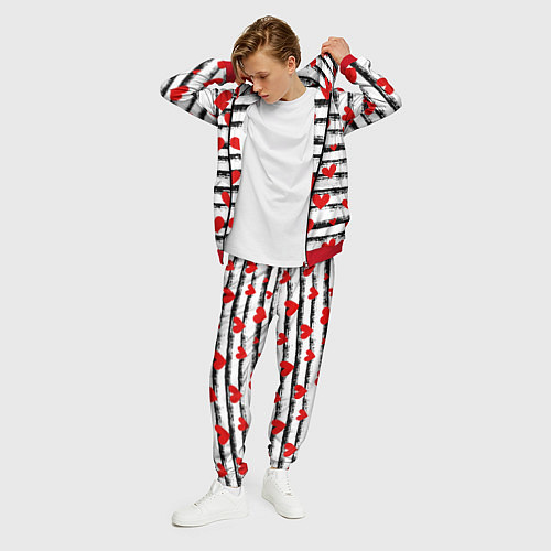 Мужской костюм Паттерн с полосками и сердечками / 3D-Красный – фото 3