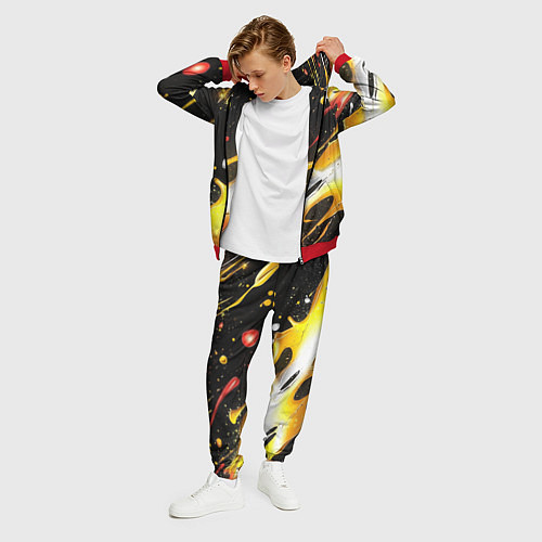 Мужской костюм Текстура краска / 3D-Красный – фото 3