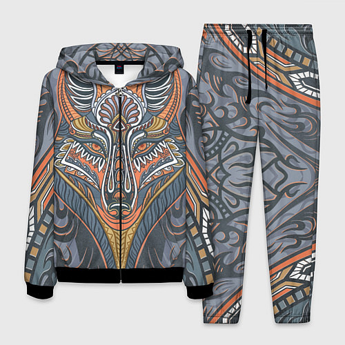 Мужской костюм Орнаментальный волк с узорами стилизованный / 3D-Черный – фото 1
