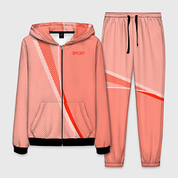 Костюм мужской Sport персиковый с полосой, цвет: 3D-черный