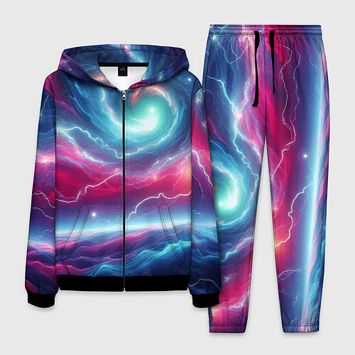 Мужской костюм Spiral neon galaxy - ai art fantasy / 3D-Черный – фото 1