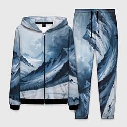 Костюм мужской Зимний горный пейзаж маслом, цвет: 3D-черный