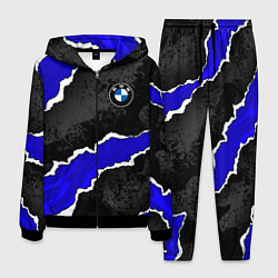 Костюм мужской BMW - синие разрывы, цвет: 3D-черный