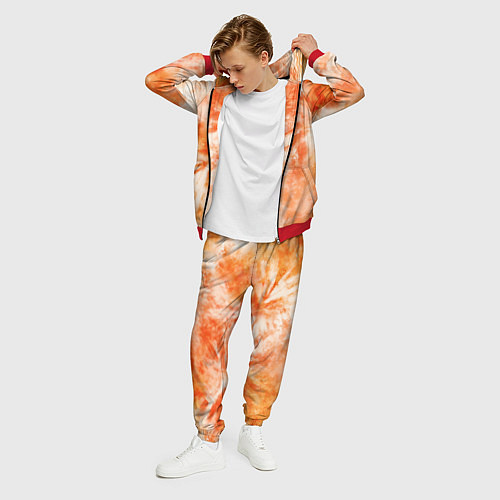 Мужской костюм Оранжевый тай-дай пятна / 3D-Красный – фото 3