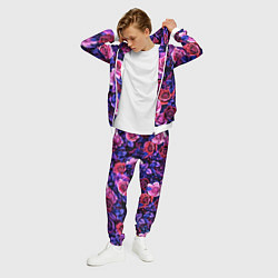 Костюм мужской Разноцветные цветы - синие розы паттерн, цвет: 3D-белый — фото 2