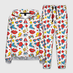 Мужской костюм Паттерн с яркими молодежными стикерами