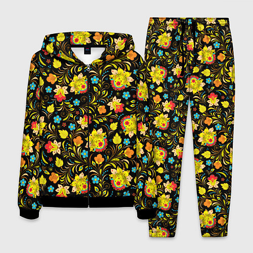 Мужской костюм Хохлома цветы / 3D-Черный – фото 1