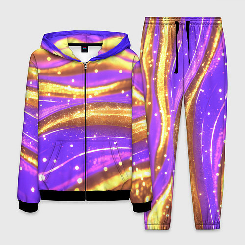 Мужской костюм Блестящая волнистая текстура / 3D-Черный – фото 1