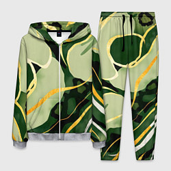 Костюм мужской Зеленый природный паттерн, цвет: 3D-меланж