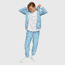 Костюм мужской Морской паттерн с парусными лодками и чайками, цвет: 3D-белый — фото 2