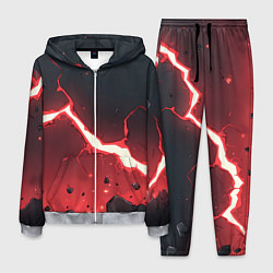 Мужской костюм Красная молния на черной текстуре