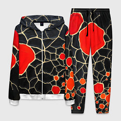 Костюм мужской Красная абстракция на черном лаке, цвет: 3D-белый