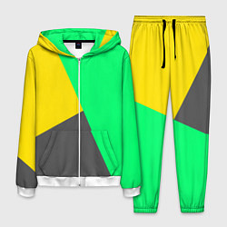 Костюм мужской Жёлто-серо-зелёный трёхцветный, цвет: 3D-белый