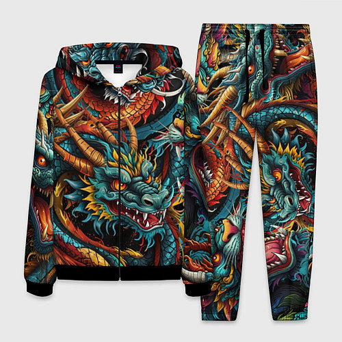 Мужской костюм Татуировка дракона ирезуми / 3D-Черный – фото 1