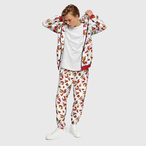 Мужской костюм Русский народный орнамент в стиле росписей Северно / 3D-Красный – фото 3