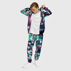 Костюм мужской Абстракция бирюзовый с розовым геометричный, цвет: 3D-черный — фото 2