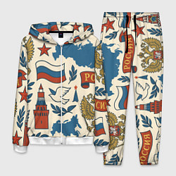Костюм мужской Российский патриотический узор, цвет: 3D-белый