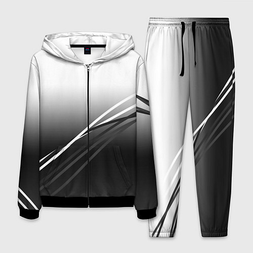Мужской костюм Градиент с полосами из белого в тёмный / 3D-Черный – фото 1