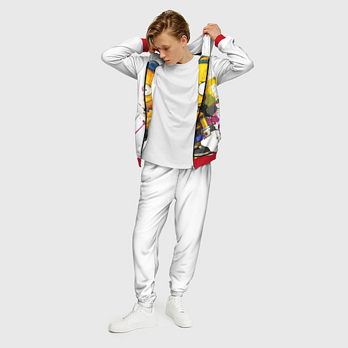 Мужской костюм Рисунок красками Барт Симпсон / 3D-Красный – фото 3