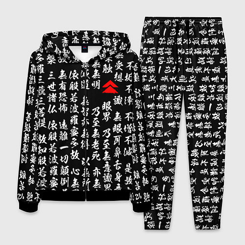 Мужской костюм Иероглифы паттерн на черном фоне / 3D-Черный – фото 1