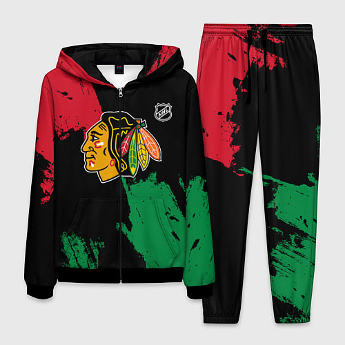 Мужской костюм Чикаго Блэкхокс - брызги красок / 3D-Черный – фото 1